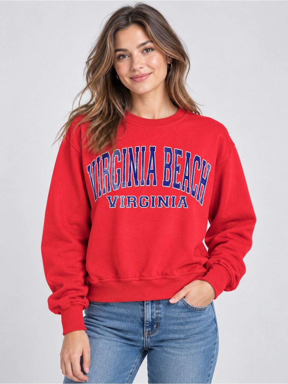 Virginia Beach Graphic Crewneck Sweatshirt - Red